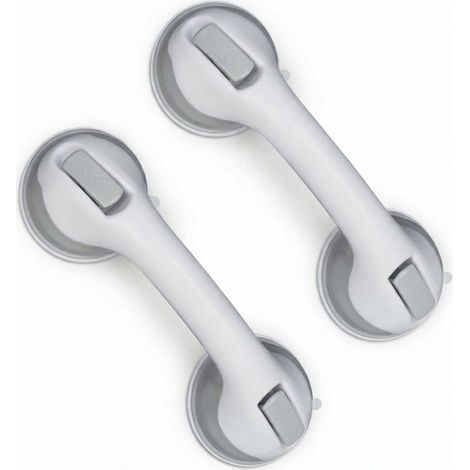 Lot de 2 poignée ventouse, barre d'appui, 25 kg, sans perçage, pour douche et baignoire, seniors (1/5)