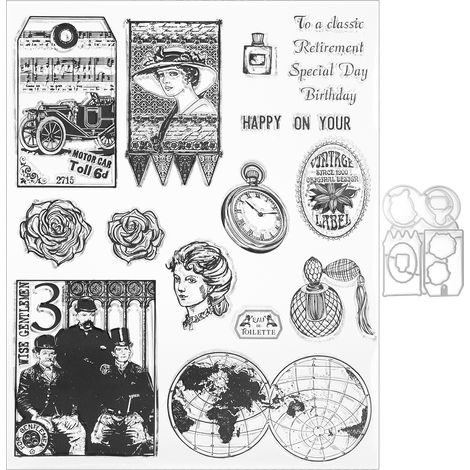Tampon en caoutchouc TPR transparent rectangulaire pour scrapbooking et carterie vintage (1/5)