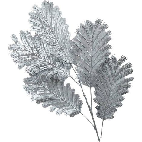 Fleur Décorative Artificielle avec Feuilles Argentées en Plastique Hauteur 90 cm - PANGIVO (1/2)