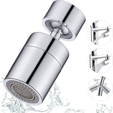 Küchenarmaturdüse, 360-Grad-Drehung, Dual-Mode, spritzwassergeschützter Wasserhahn-Luftsprudler, für Küchenspüle, Badezimmer (80-Grad-Schwenk) (1/4)