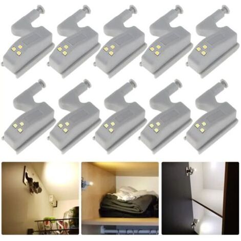 Lampe de charnière intérieure à LED, lumière sous-meuble universelle, capteur de garde-robe, placard, veilleuse , 10 pièce (1/4)