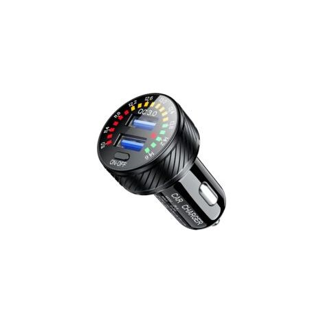 QC3.0 USB-Kfz-Ladegerät mit LED-Anzeige, Ein-/Ausschalter, Schnellladefunktion, zwei Anschlüssen (36 W/3 A) für Smartphones, Kameras und mehr – Crezuo (1/3)