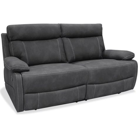 Sofá dos plazas relax con palanca modelo Jack tapizado textil gris oscuro, 182cm(Ancho) 94cm(Fondo) 105cm(Alto) (1/3)
