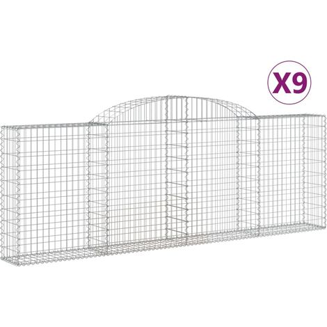 Paniers à gabions arqués 9 pcs  Mur en gabion 300x30x100/120 cm fer galvanisé
