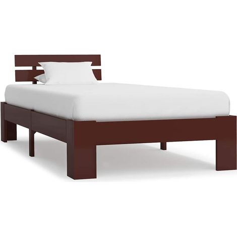 Lit simple pour adulte - Cadre de lit Marron foncé Bois de pin massif 90 x 200 cm BV799000 - BonneVie (1/5)