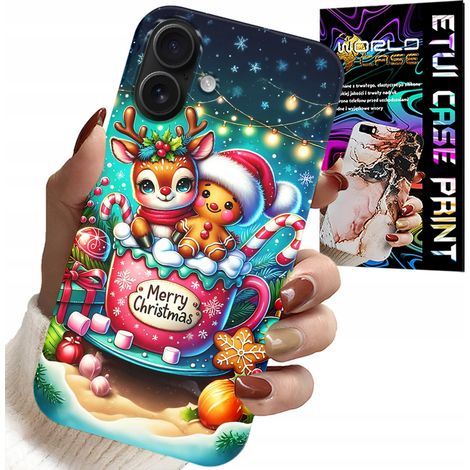 Cover per iPhone 16 - Renna con omino di pan di zenzero Buon Natale (1/5)