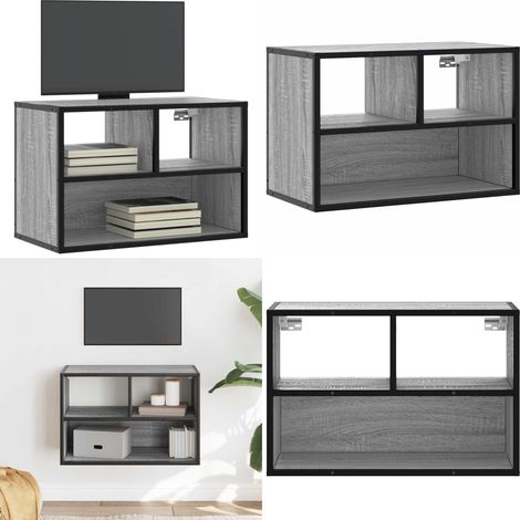 vidaXL Meuble TV sonoma gris 60x31x39,5 cm bois d'ingénierie et métal (1/5)