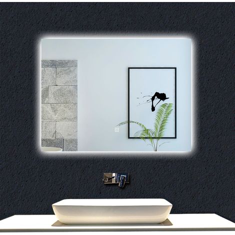 Ocean 120x70cm Miroir de salle de bain rétro-éclairé par LED avec lumière blanche 6000k Dimmable à l'infini Anti-buée et Mémoire (1/5)