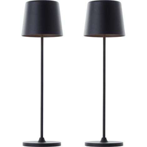 Lampe de table LED sur batterie Kaami, 2 W, 310 lm, 3000 K, noir, lot de 2