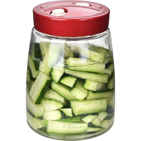 Gärglas aus Glas – Verschließbares Einmachglas – Gemüse selbst konservieren – Automatisches Entlüftungssystem – 1,4 Liter – Transparent (1/5)