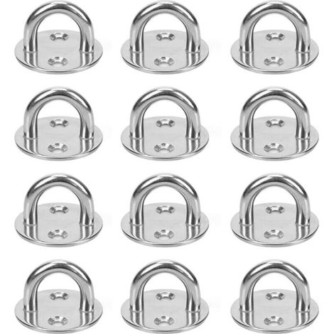 12pcs M5 Stainless Steel Eye Plates, Anchor Eye Plate Hooks, Ceiling Hooks, Wall Ring Hanging Brackets (1/4)