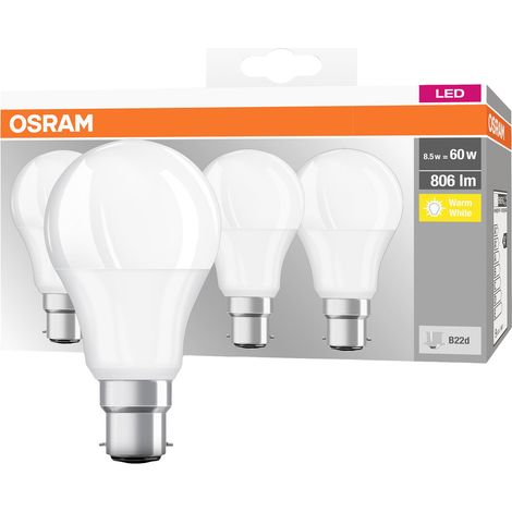 OSRAM HOMELIGHTING 4058075819511 LED EEK F (A - G) B22d Glühlampenform 8.5 W = 60 W Warmweiß (Ø x L) (1/4)