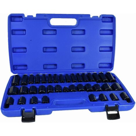 Douilles profondes 3/8" et courtes 1/2" (métriques et impériales SAE AF) - Coffret Bergen 37 pièces (1/3)