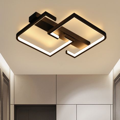 Deckenleuchte LED GBLY Deckenlampe Schwarz Klein Flurlampe 19W 30CM Küchenlampe Modern Warmweiß 3000K Geometrie Design Schlafzimmerlampe für Flur Schlafzimmer Küche Wohnzimmer Studio