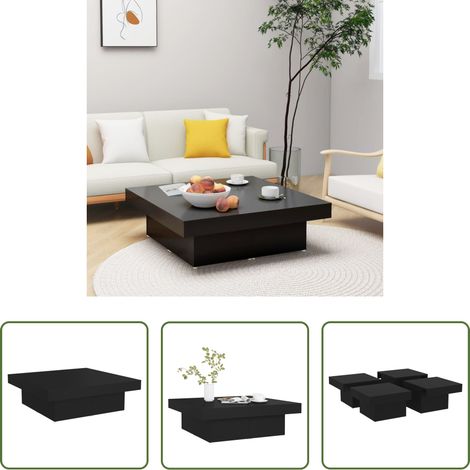 Meuble salon - Table basse noir 90x90x28 cm bois d'ingénierie (1/5)