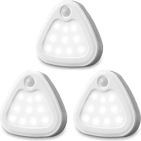 Ensemble de 3 lampes à détecteur de mouvement d'intérieur - 60 lm - LED - Fonctionne sur piles - Veilleuse sans fil pour couloirs, escaliers, entrées( ) (1/5)