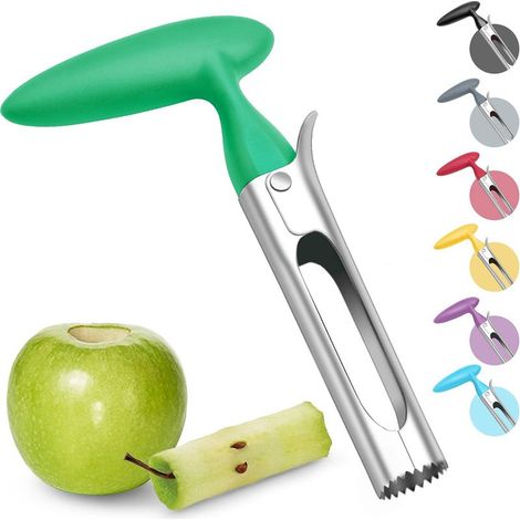 Apfelentkerner mit ABS-Griff und gezahnter Edelstahlklinge, Grün (1/5)