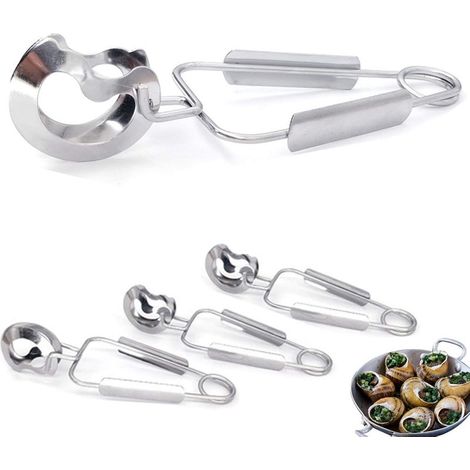 4Pièces en Acier Inoxydable Escargot Escargot Pinces Fourchettes Escargot Clips Cuisine Nourriture Pinces Servant Pince Mini Pinces de Cuisine Nettoyage Facile,pour La Maison Restaurant Hôtel,Durable- (1/5)