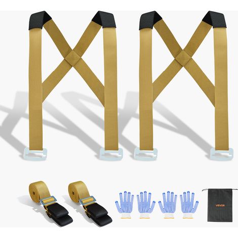 VEVOR Sangle de Demenagement de Levage Manutention Meubles Charge 453,6 kg pour 2 Personnes avec 2 Bandoulieres 2 Sangles de Charge Reglables pour Deplacer Meubles Appareils Electromenagers Matelas