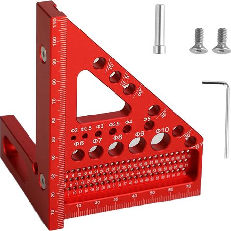 Équerre 3D - Réglable 22,5° à 90° - Alliage D'aluminium - Traçage Perçage Mesure - Pour Menuiserie Bois Métal - 1 Pièce