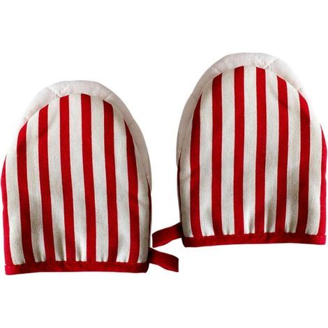 Mini maniques de cuisine, 2 maniques courtes résistantes à la chaleur, demi-maniques antidérapantes, maniques de cuisine suspendues lavables en machine pour gauchers/droitiers, bandes rouges universel (1/5)