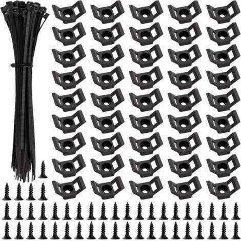 45 Sets 12,5 15,5 mm Sattelkabelbinder, Sattelkabelhalter, mit M3,5-Schrauben und Kabelbindern, für Kabelmanagement, schwarz (1/5)