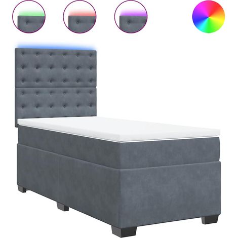 Lit simple  Lit adulte  Sommier à lattes de lit avec matelas Gris foncé 100x200 cm
