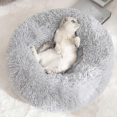 Panier apaisant pour chien avec housse amovible, panier anti-anxiété lavable en forme de donut, doux (1/5)