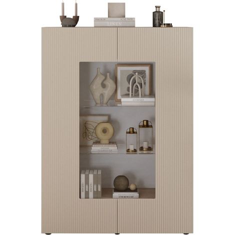 Vetrina SCENA – L121 x H166 x P42 cm – 2 porte – Colore Cashmere