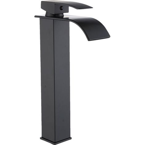 Waterfall faucet, bathroom sink faucet, brass basin water faucet, high single-lever mixer tap, hot and cold mixing basin faucet with 2 hoses (1/5)