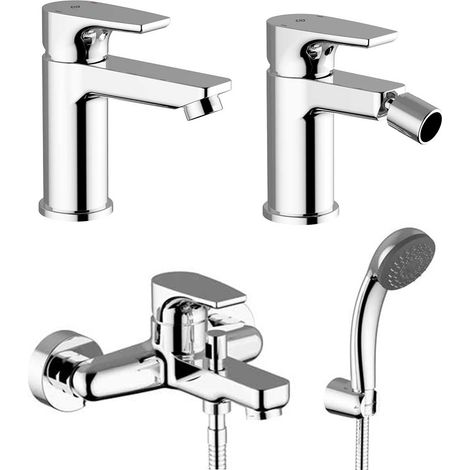 Set miscelatore lavabo e bidet con piletta e miscelatore vasca esterno con doccetta Zyra (1/5)