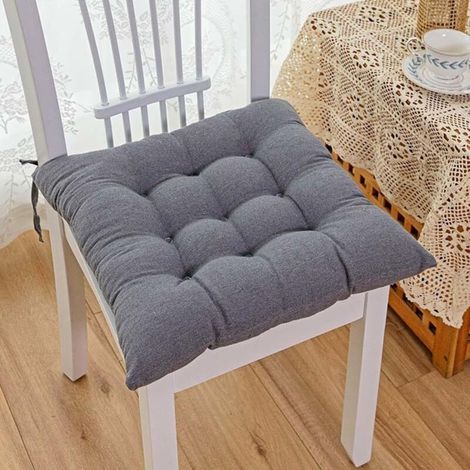 Chair Cushions 40 x 40 x 8 cm, Garden Chair Cushion, Thick Cushion, Cotton Cushion, for Balcony Sofa or Patio Indoor and Outdoor, Dark Grey, Set of 2 (1/5)