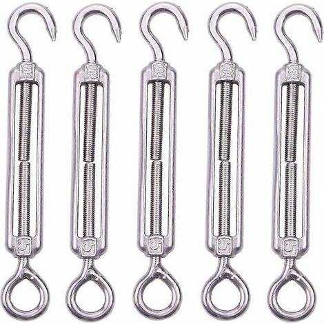 Lot de 5 tendeurs de câble M5 en acier inoxydable avec crochet et œillet réglables. (1/5)