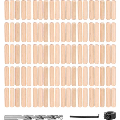 Goujon En Bois 12 7mm Rainure Droite Avec Foret Assorti Kit De 100 Pieces Pour Menuiserie Et Bricolage (1/5)