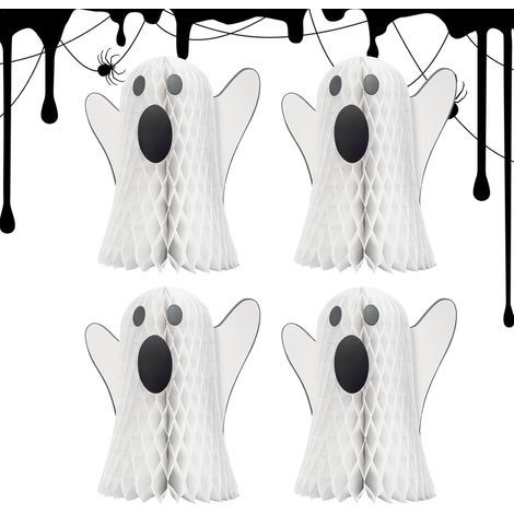 Décorations d'Halloween fantômes - 4 décorations de table fantômes 3D, centre de table fantôme festif, centres de table fantômes en (1/5)