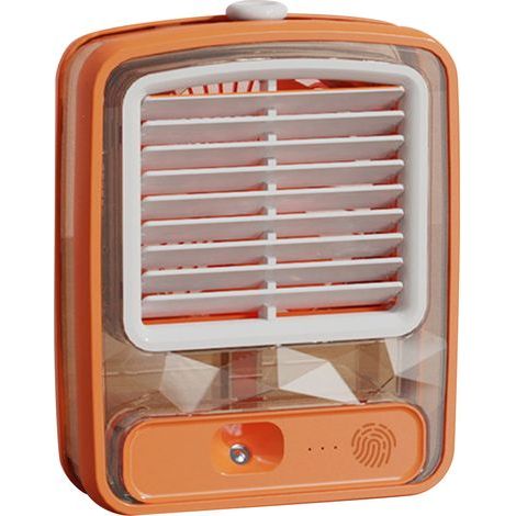 USB-Tischventilator mit Wasserkühlung, 3 Geschwindigkeitsstufen, 3D-Spiralflügel, Mini-Klimaanlage in Orange für Nachttisch oder Schreibtisch (1/5)
