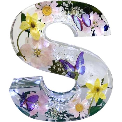 Veilleuse florale en résine – Lettres en résine de fleurs (1/5)
