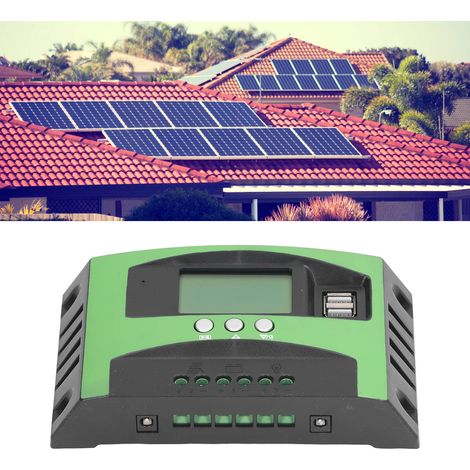 Contrôleur de production d'énergie solaire photovoltaïque avec écran LCD, contrôleur de charge/décharge solaire CC 12 V/24 V adaptatif 50 A (1/5)