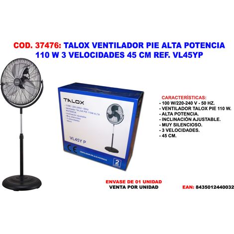 Ventilateur sur pied haute puissance Talox 110W 3 vitesses 45 CTVL45YP/FES-45A
