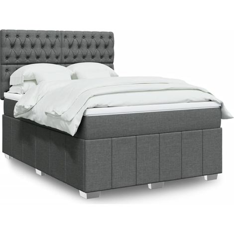 Boxspringbett mit Matratze Dunkelgrau 140x200 cm Stoff (1/5)