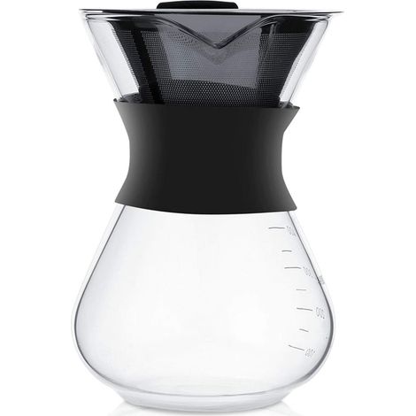 400 ml Glass Coffee Maker, Manual Coffee Filter, Borosilicate Glass Carafe, Pour-Over Glass Carafe with Permanent Filter, Stainless Steel Filter, Manual Drip Coffee Maker (1/5)