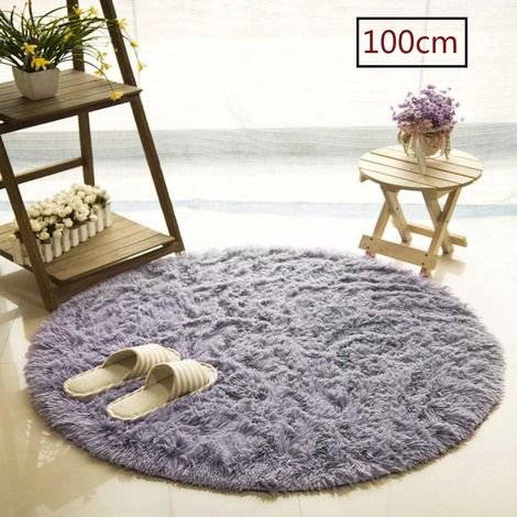 Tapis rond en microfibre douce et duveteuse, antidérapant, pour chambre d'enfant, salle de jeux ou salon. (1/5)