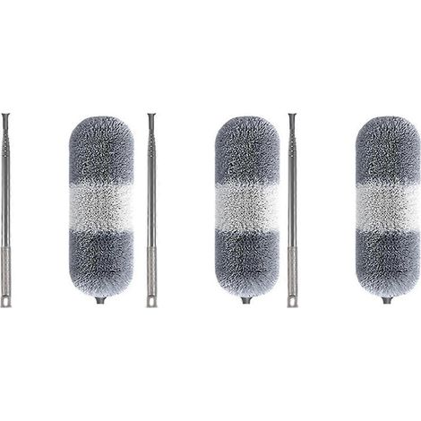 Brosse à poussière, plumeau en microfibre, outil de dépoussiérage rétractable pour les recoins, brosse de nettoyage pour meubles, gris et blanc (1/5)