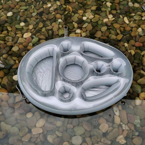 Matelas gonflable - Plateau flottant pour boissons - Porte-boissons - Bar de piscine - Matelas gonflable pour piscine - Piscine - Jouets de piscine - 70×50cm - PVC - Argent (1/5)
