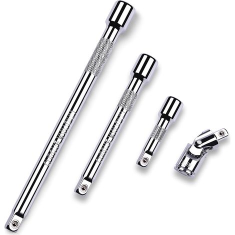 Set di prolunghe da 3/8 di pollice da 4 pezzi, incluse prolunghe da 3, 6 e 10 pollici e una bussola per giunto universale da 3/8 di pollice