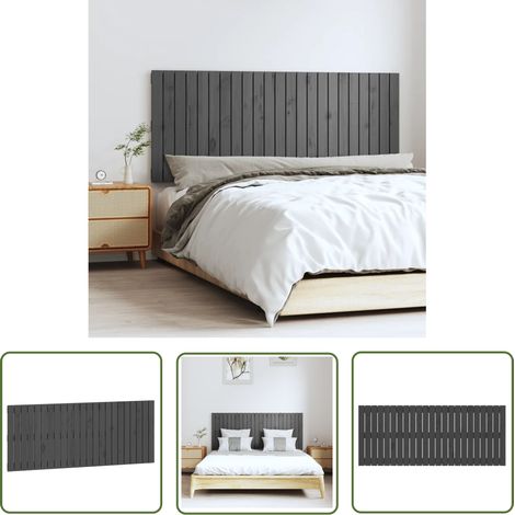 The Living Store Tête de lit murale Gris 147x3x60 cm Bois massif de pin - Tête De Lit Murale - Tête De Lit Bois - Tête De Lit Grise - Literie - Décoration Chambre (1/5)