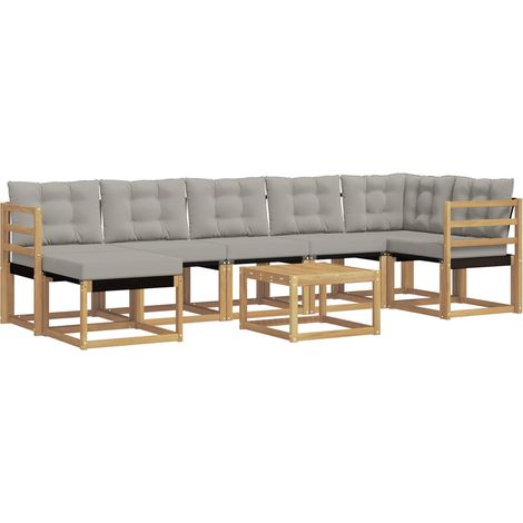 Set di divani da esterno 8 pz Bianco e Grigio Chiaro vidaXL (1/5)