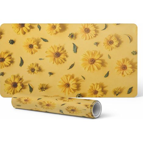 Alfombrilla protectora antideslizante para escritorio con estampado floral sobre fondo, 90x45 cm. (1/5)