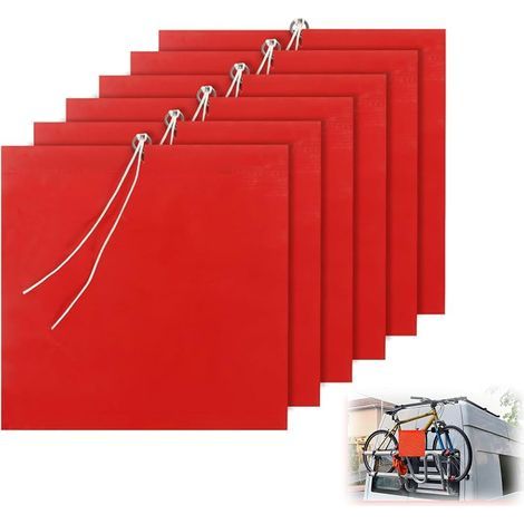 Lot de 6 drapeaux rouges - Longueur supérieure - Panneau d'avertissement - 30 x 30 cm - Pour transport de caravane, porte-vélos, voiture, caravane, pour charges suspendues - Résistant aux intempéries (1/5)