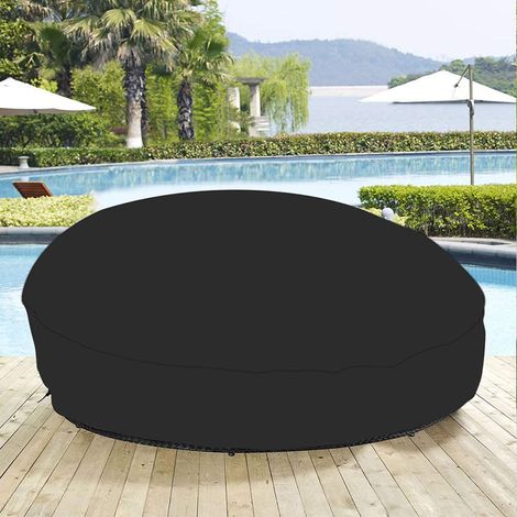 Housse de protection pour canapé‑lit rond jardin 228×83 cm – Oxford imperméable noir (1/4)